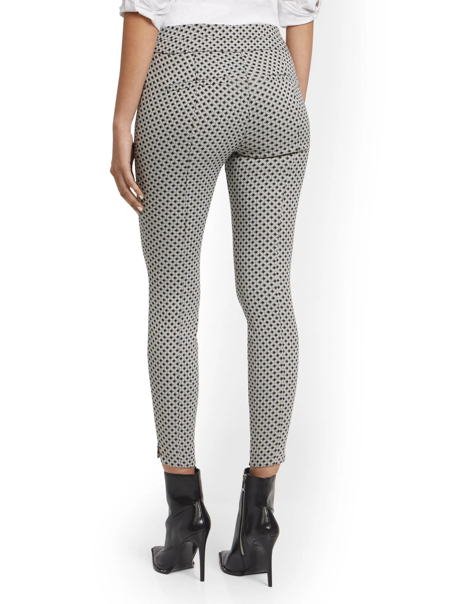 Tall Whitney High-Waisted Pull-On Slim-Leg Pant - Grid