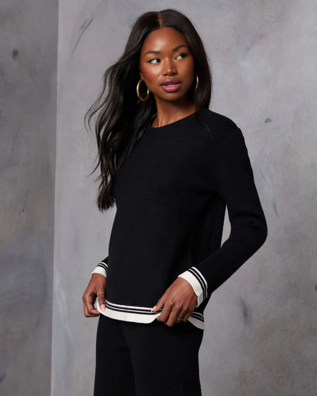 Tesnie Contrast Long Sleeve Top