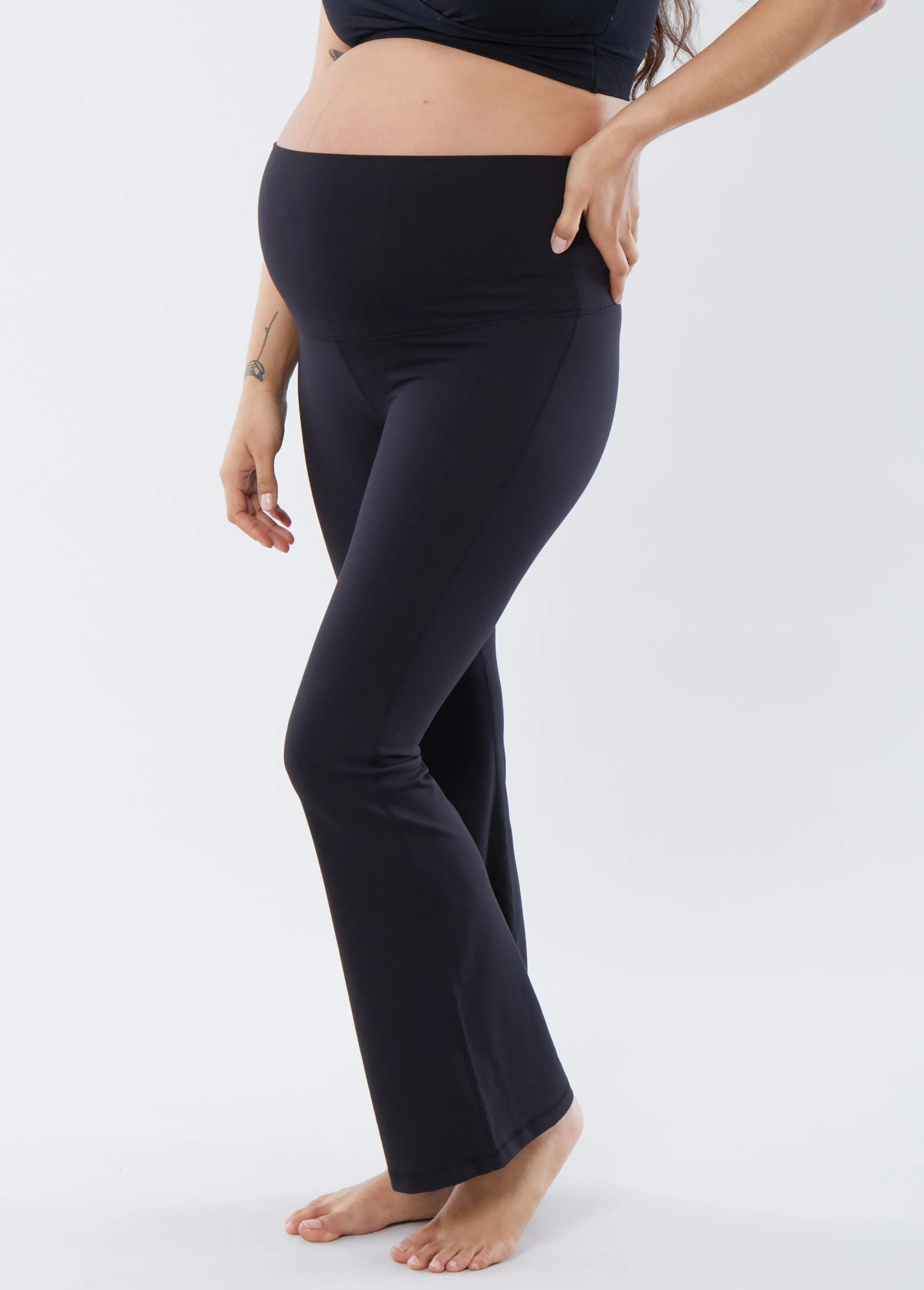 The Ultimate Flare Maternity   Postpartum Black Legging