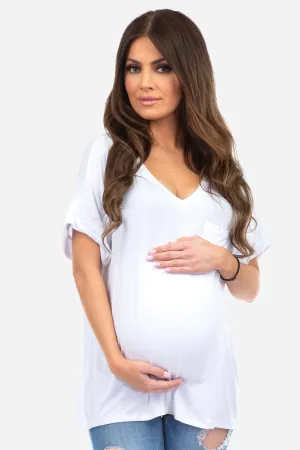 V-Neck Maternity Tshirt with Front Pocket