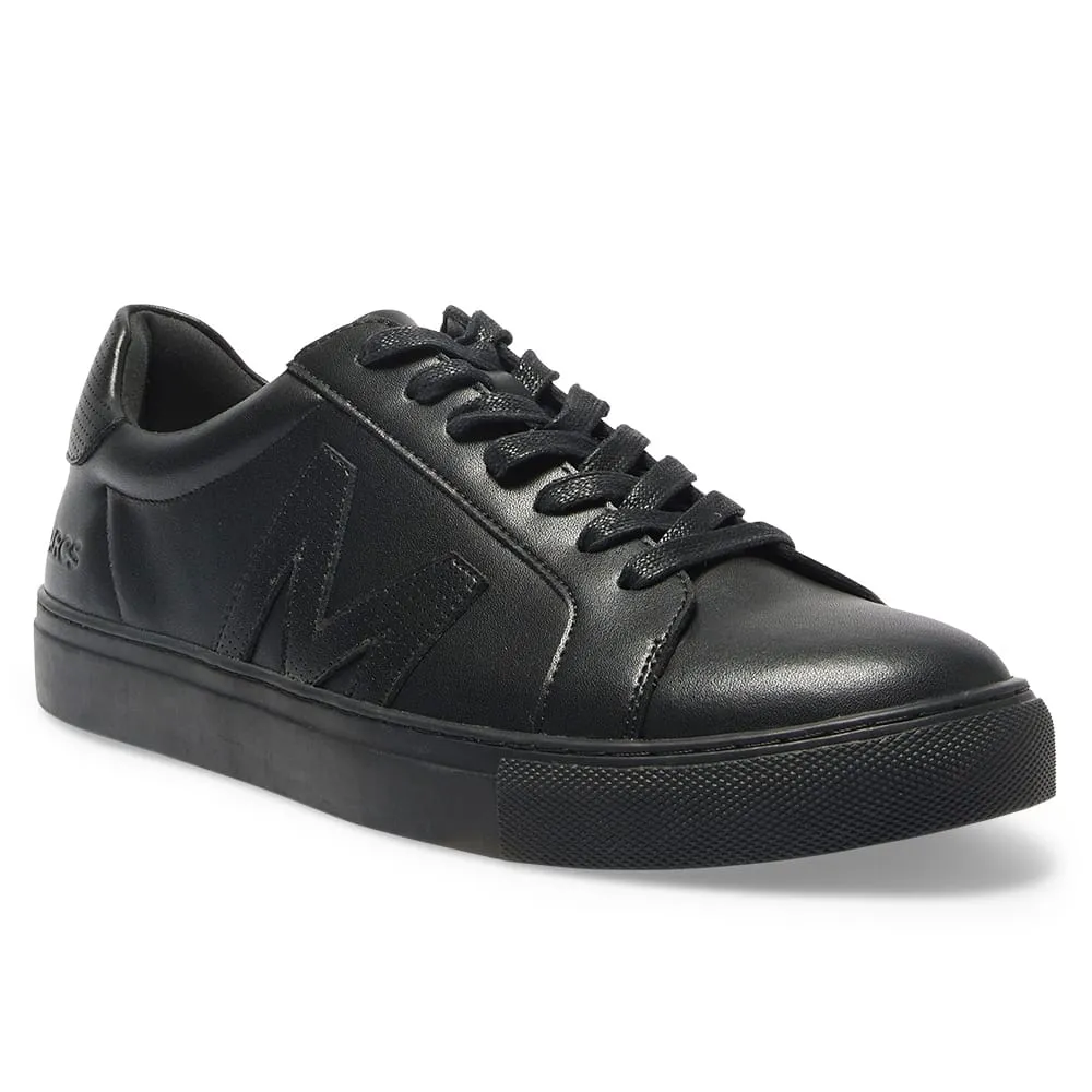 Varsity Sneaker in Black Leather