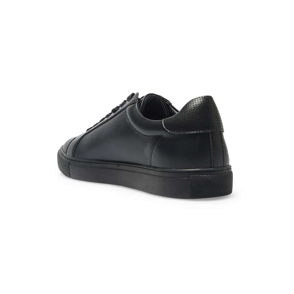 Varsity Sneaker in Black Leather