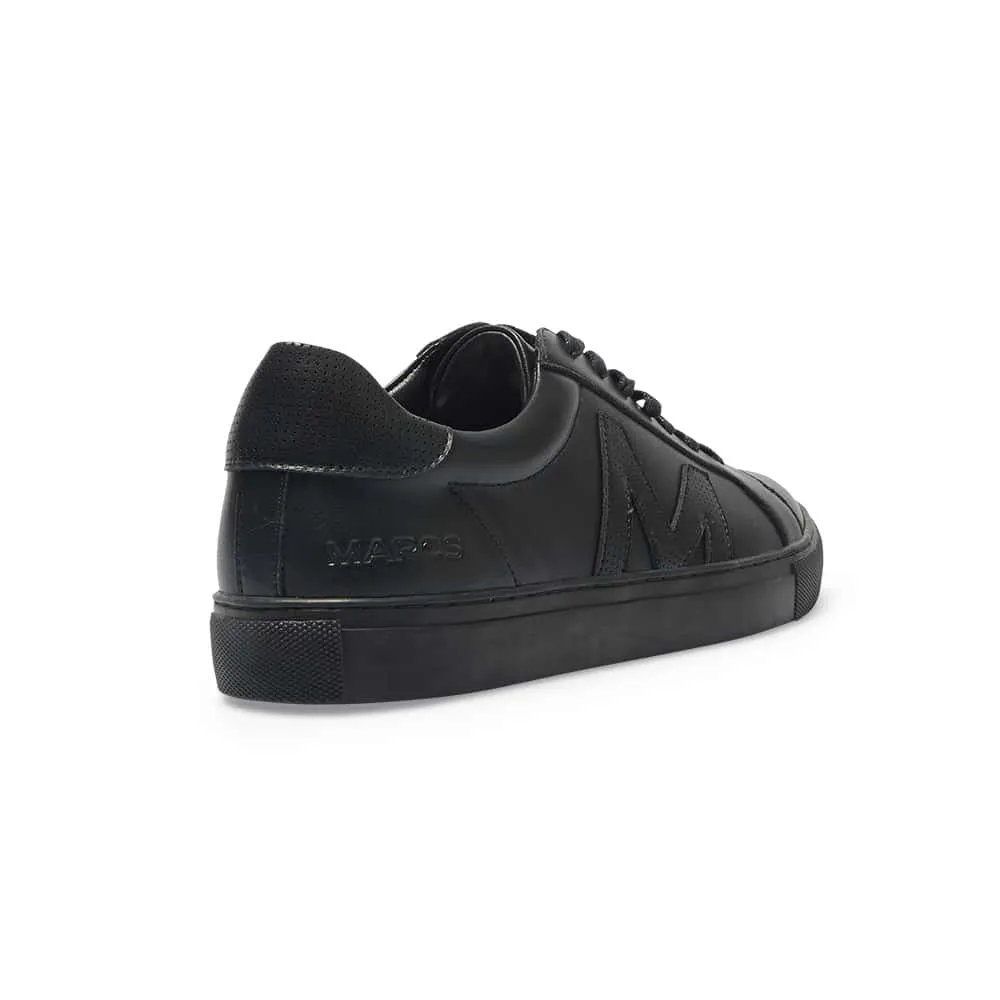 Varsity Sneaker in Black Leather