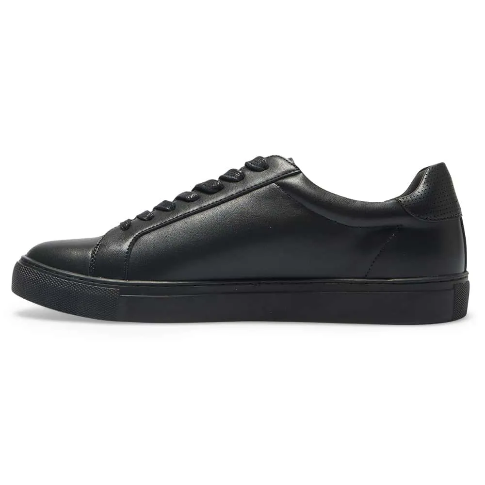 Varsity Sneaker in Black Leather