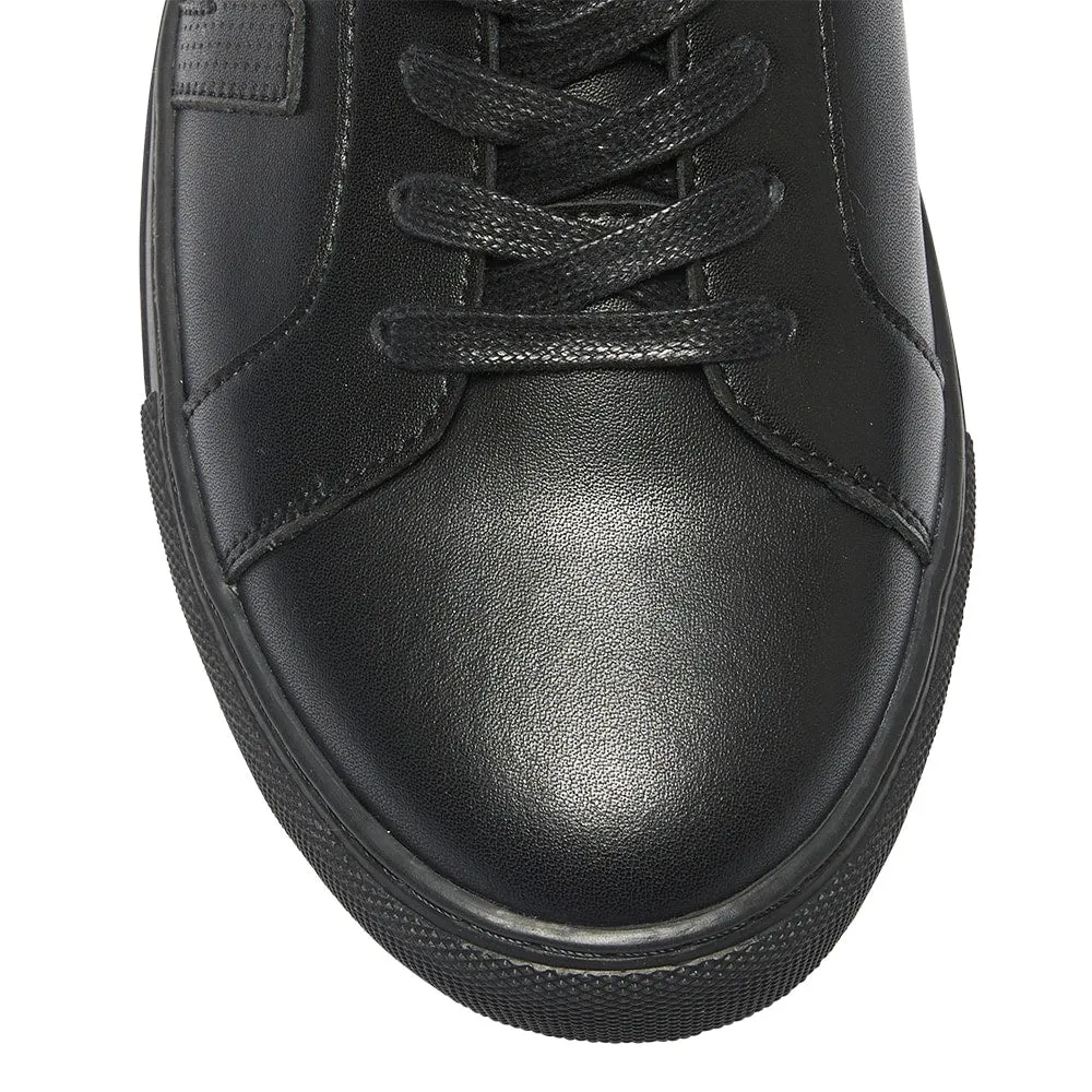 Varsity Sneaker in Black Leather