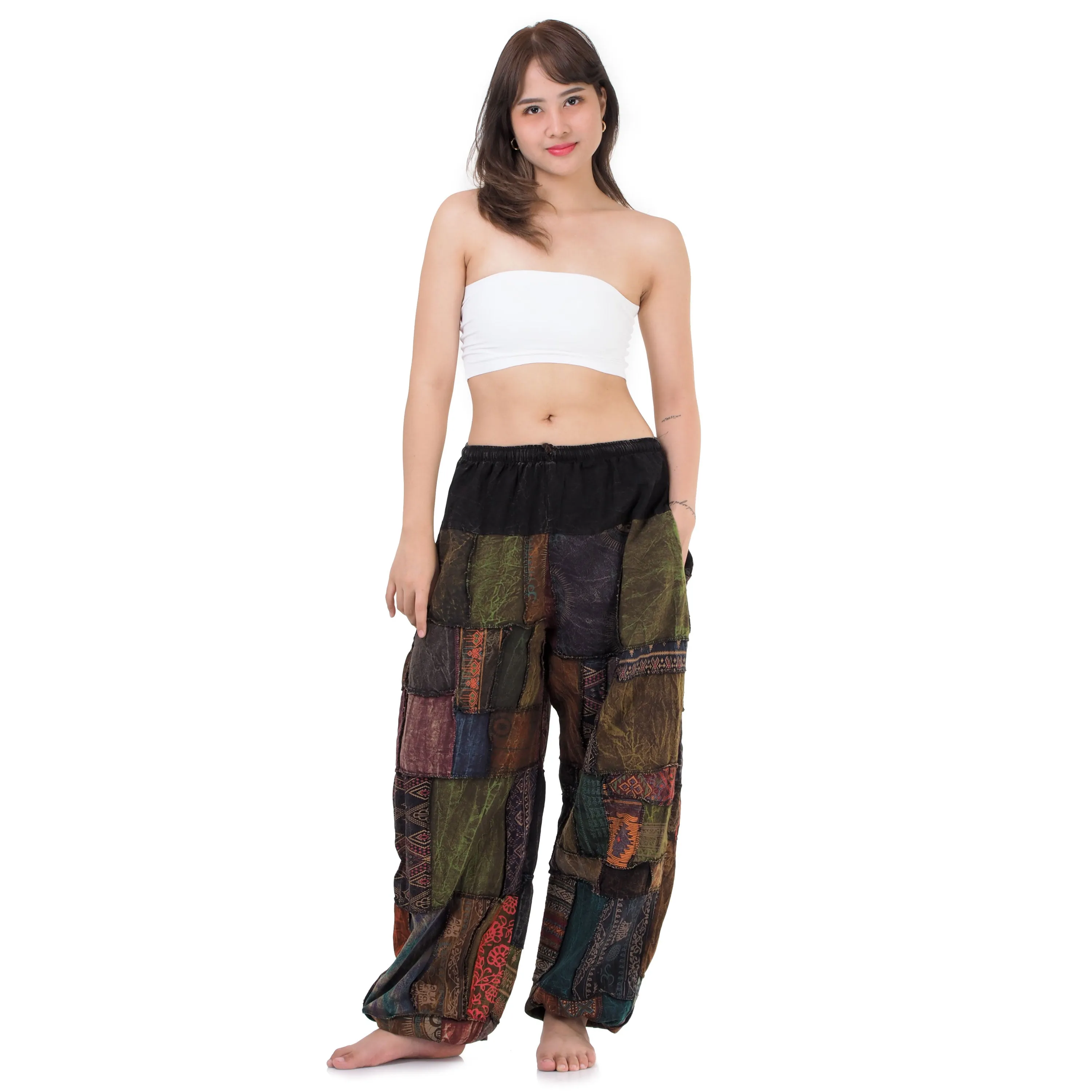 Vibrant Women’s Patchwork Harem Pants Orange Bliss