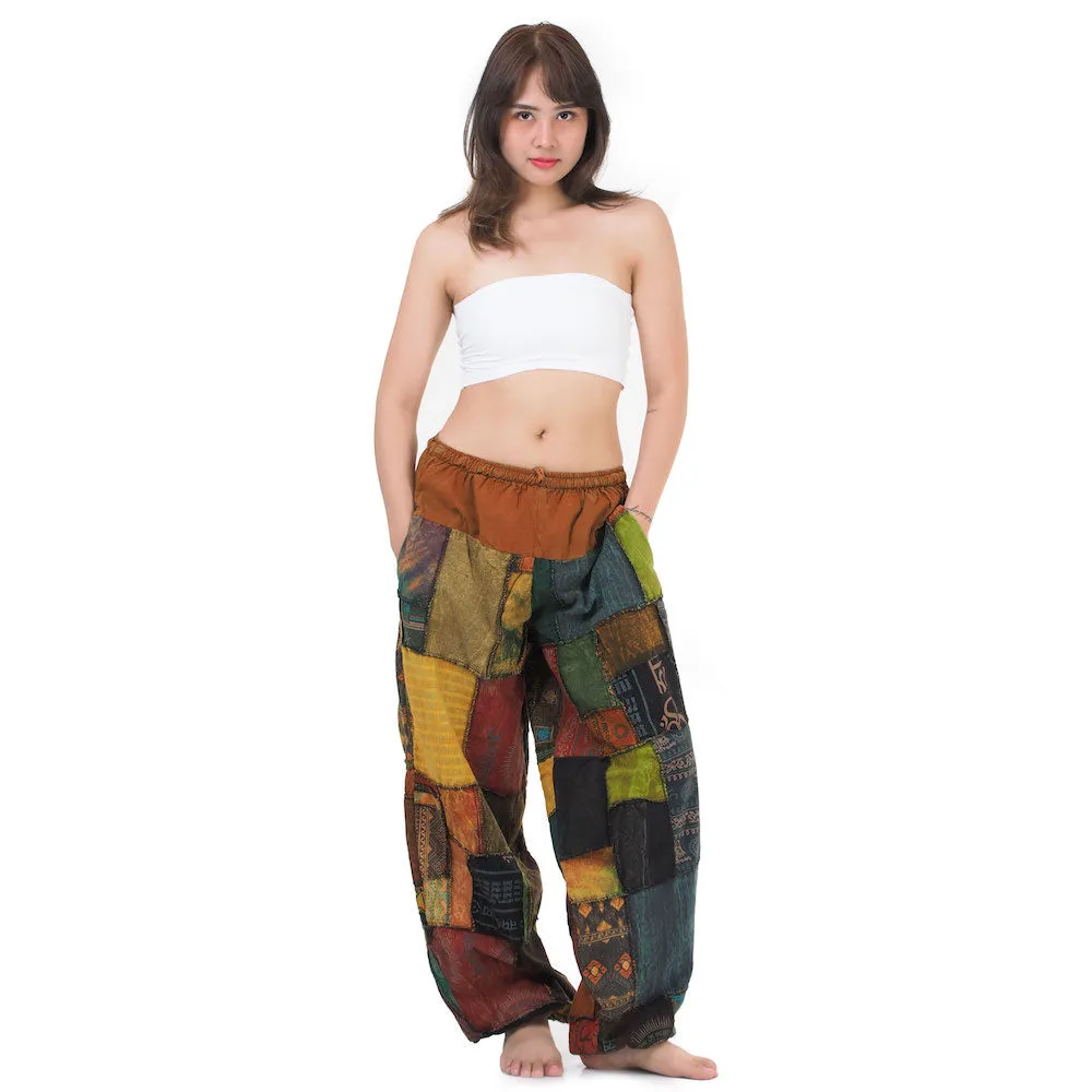 Vibrant Women’s Patchwork Harem Pants Orange Bliss