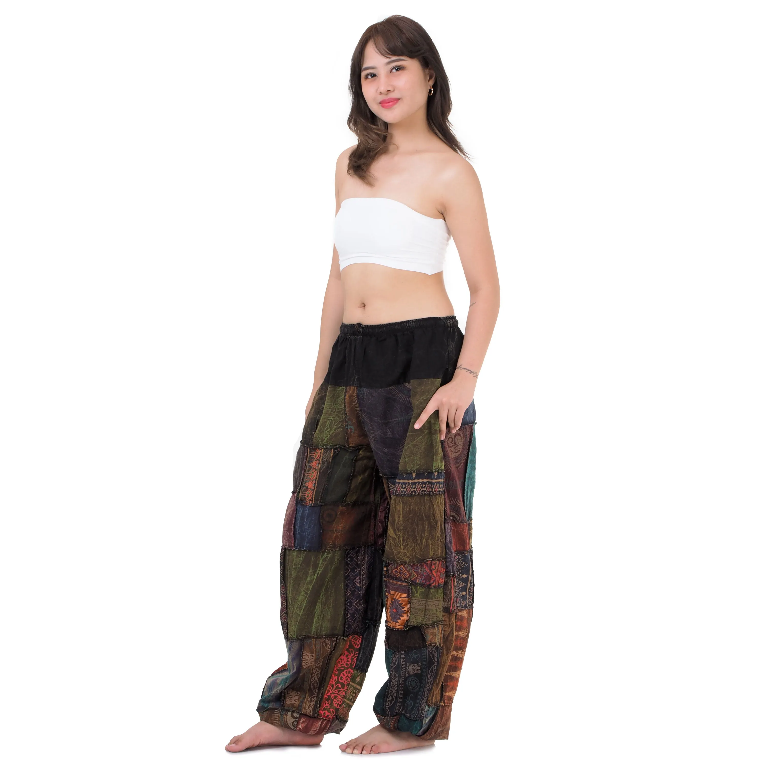 Vibrant Women’s Patchwork Harem Pants Orange Bliss