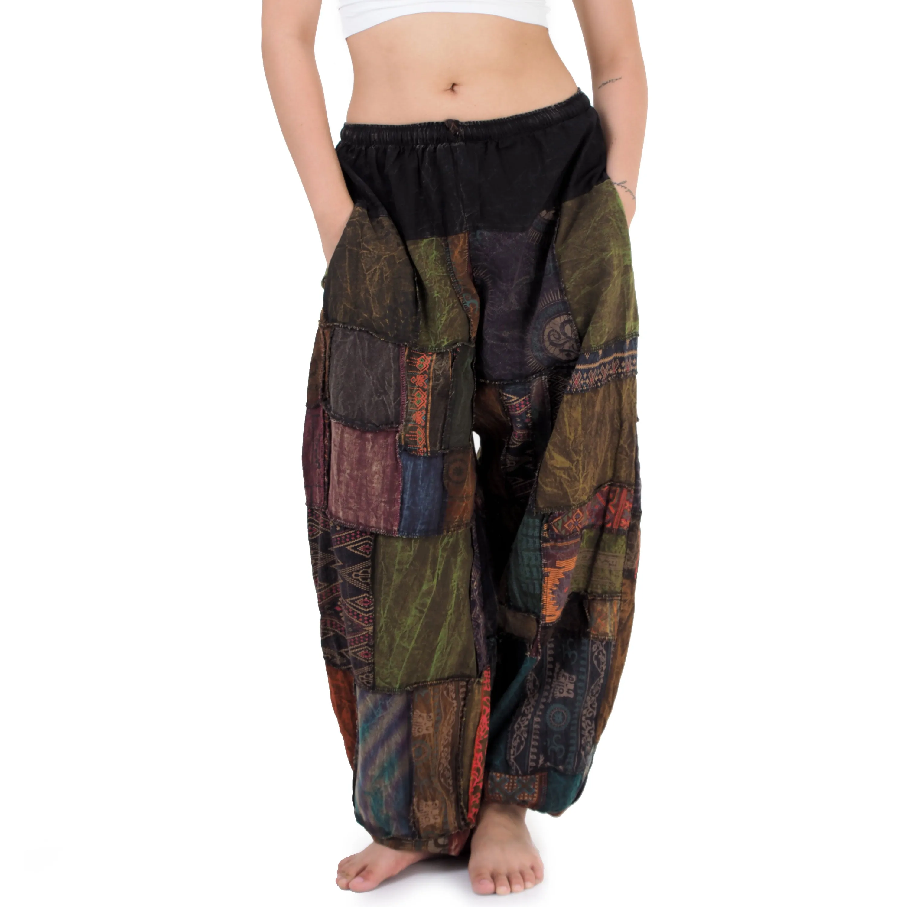 Vibrant Women’s Patchwork Harem Pants Orange Bliss