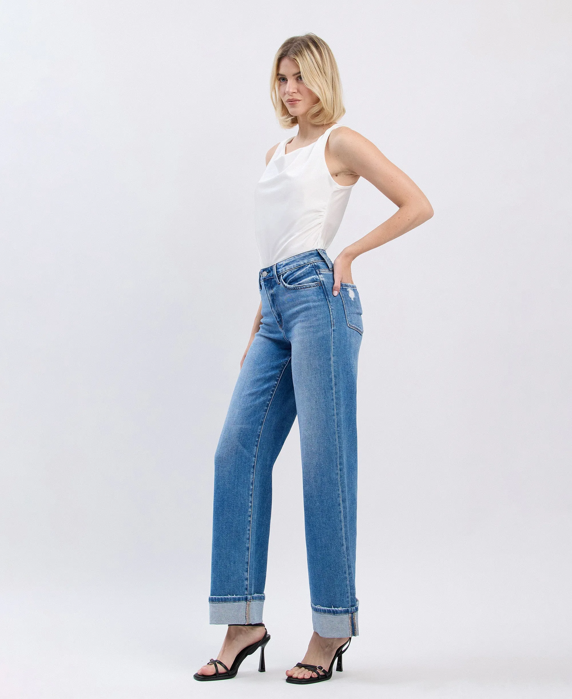 Westbury - High Rise Cuffed Wide Leg Jeans