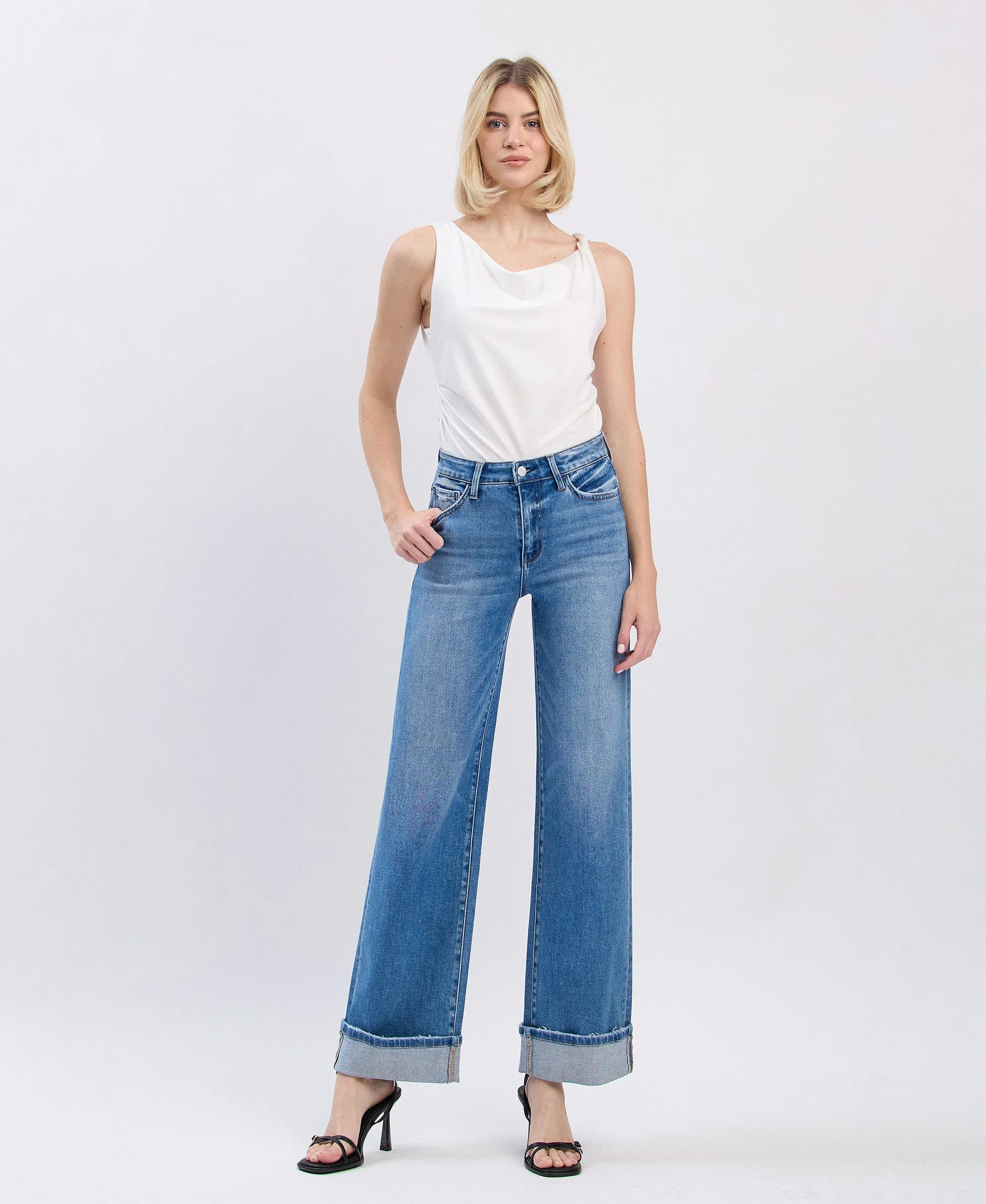 Westbury - High Rise Cuffed Wide Leg Jeans