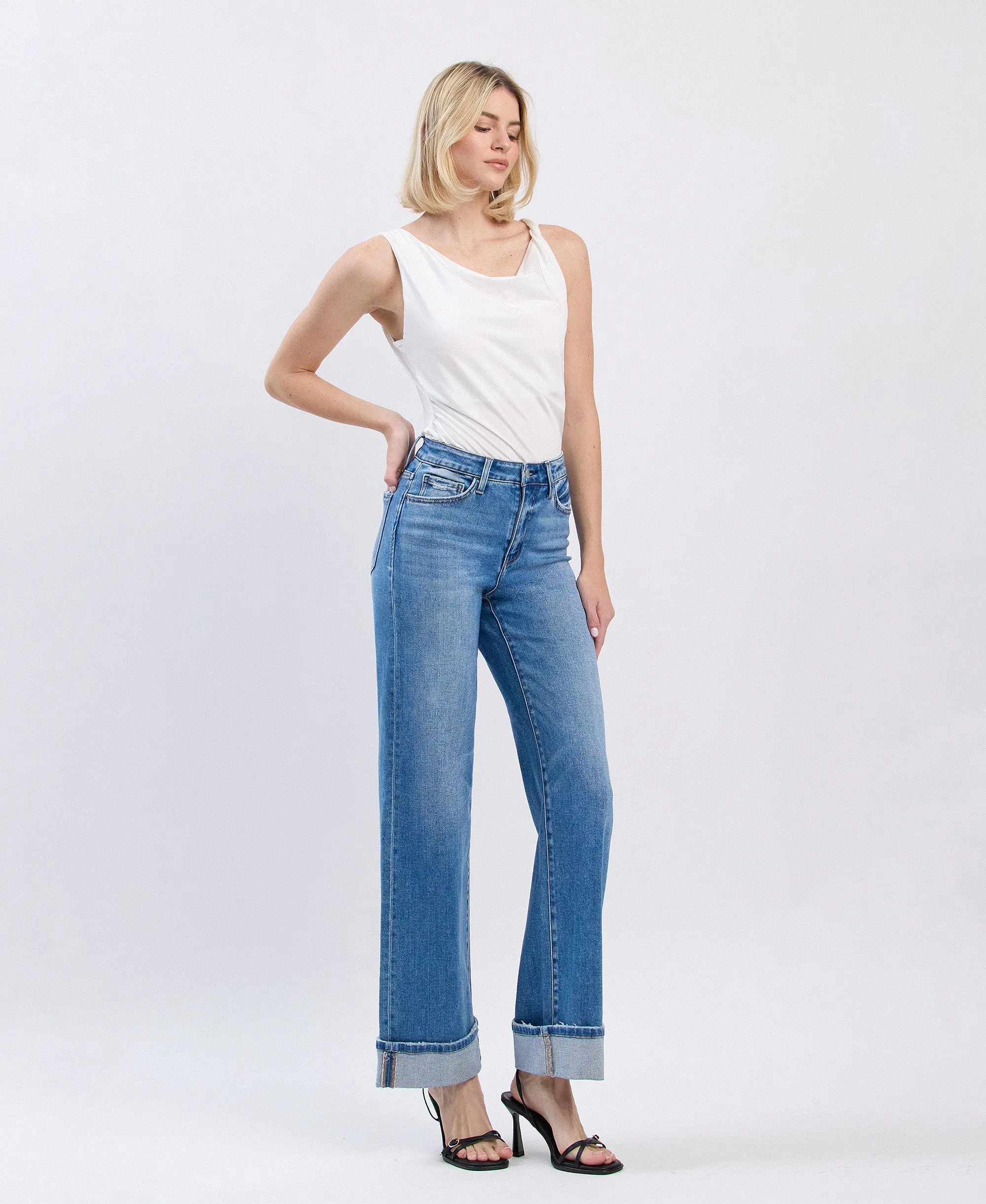 Westbury - High Rise Cuffed Wide Leg Jeans