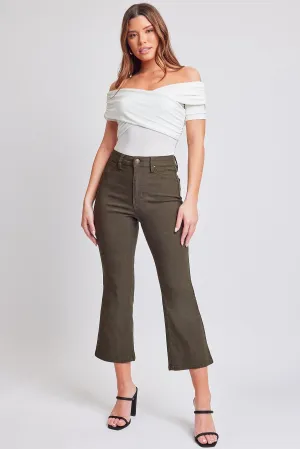 Women's Hyperstretch Cropped Kick Flare Leg Pants, Dark Olive