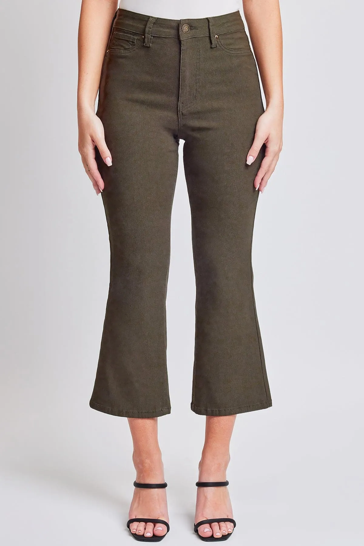 Women's Hyperstretch Cropped Kick Flare Leg Pants, Dark Olive