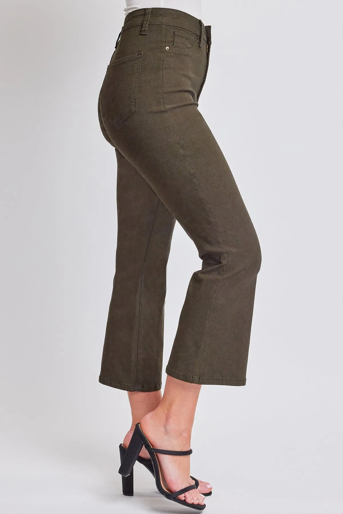 Women's Hyperstretch Cropped Kick Flare Leg Pants, Dark Olive