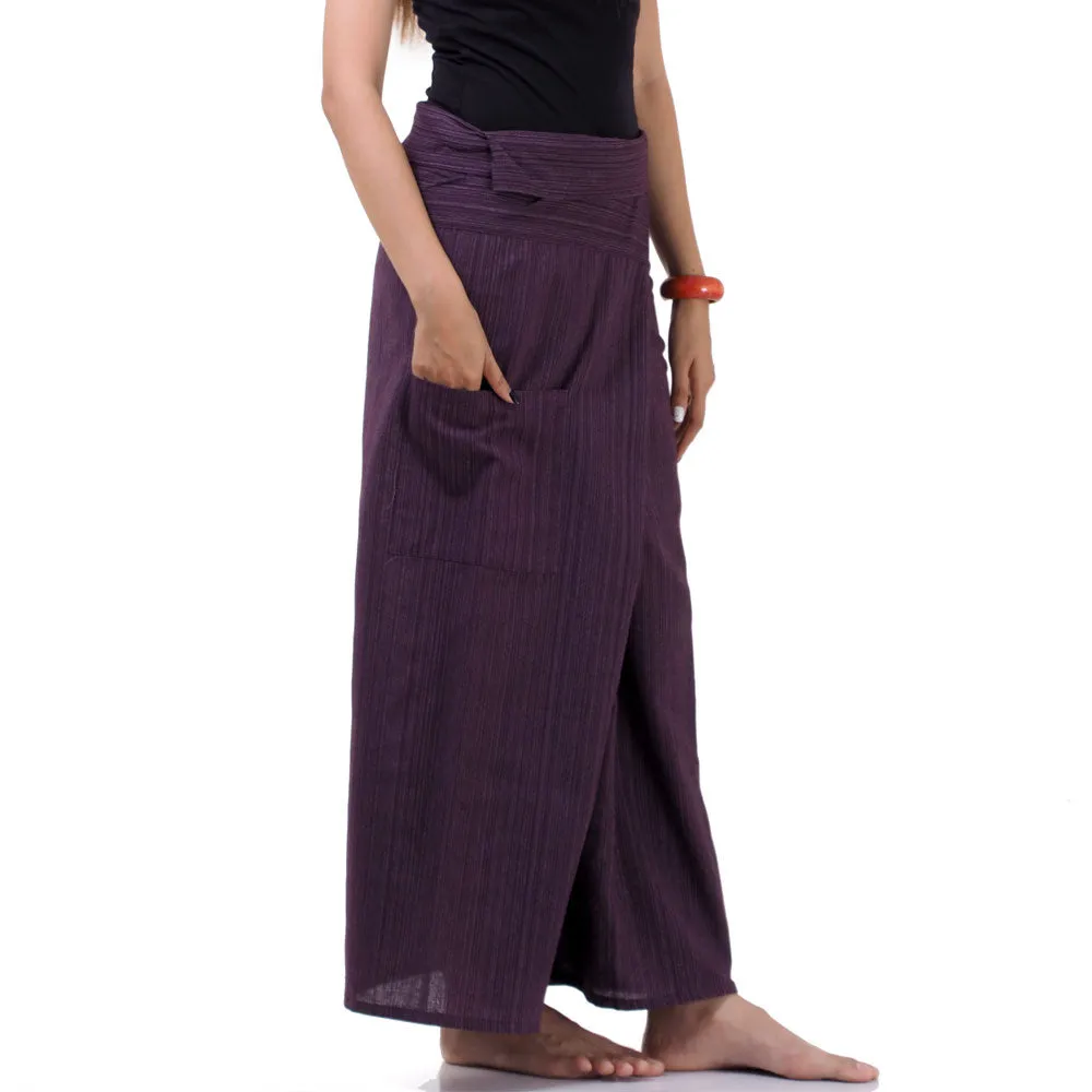 Women's Pinstripe Thai Fisherman Pants Purple Orchid