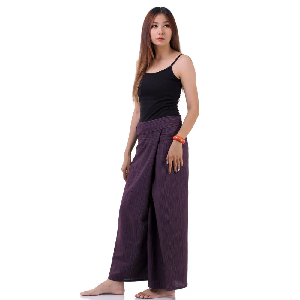 Women's Pinstripe Thai Fisherman Pants Purple Orchid