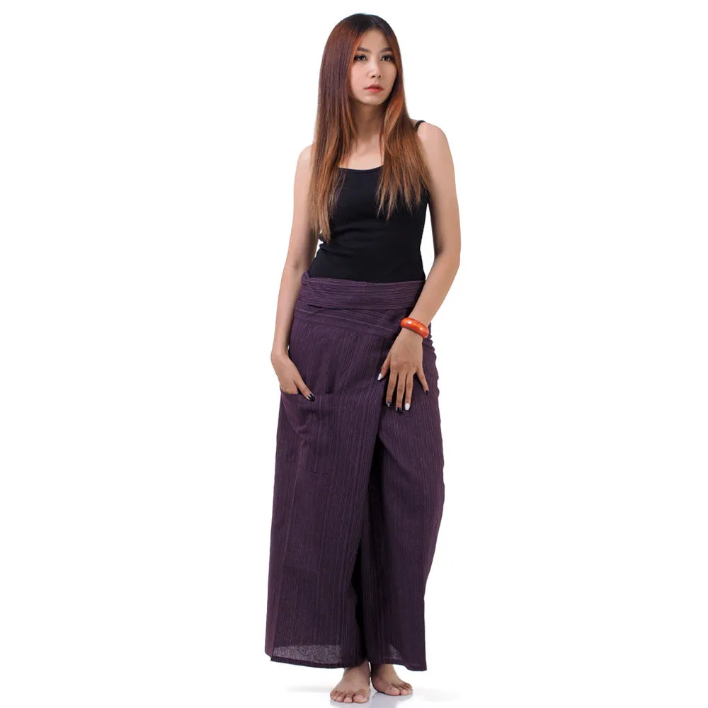 Women's Pinstripe Thai Fisherman Pants Purple Orchid