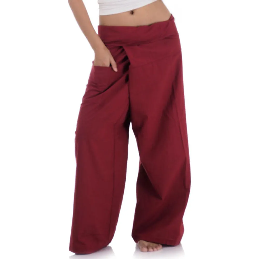 Women's Thai Fisherman Pants Crimson Sunset